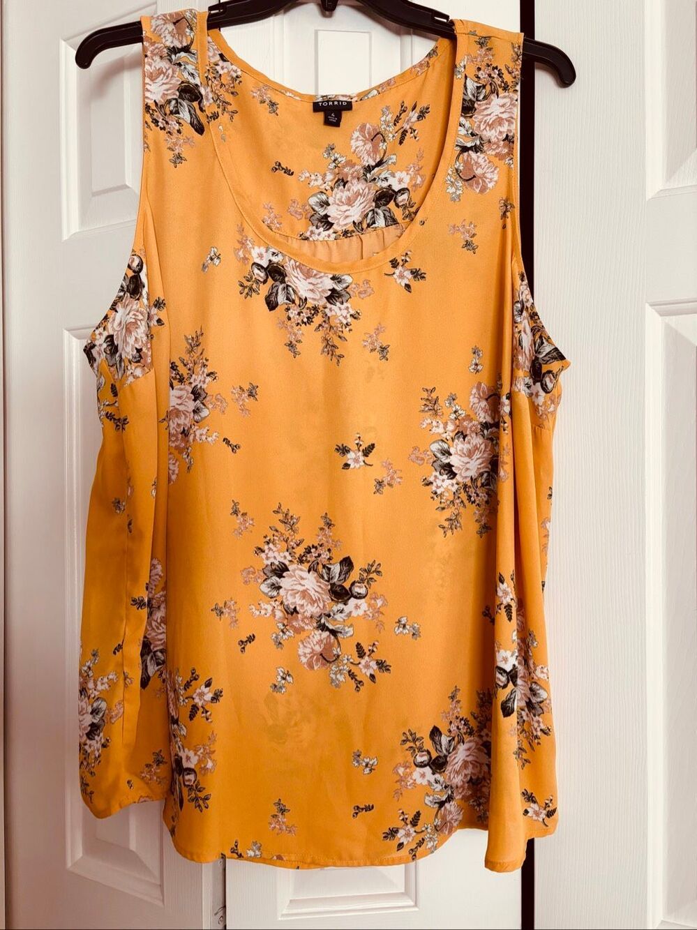 Torrid Chiffon Gold Floral Print Tank